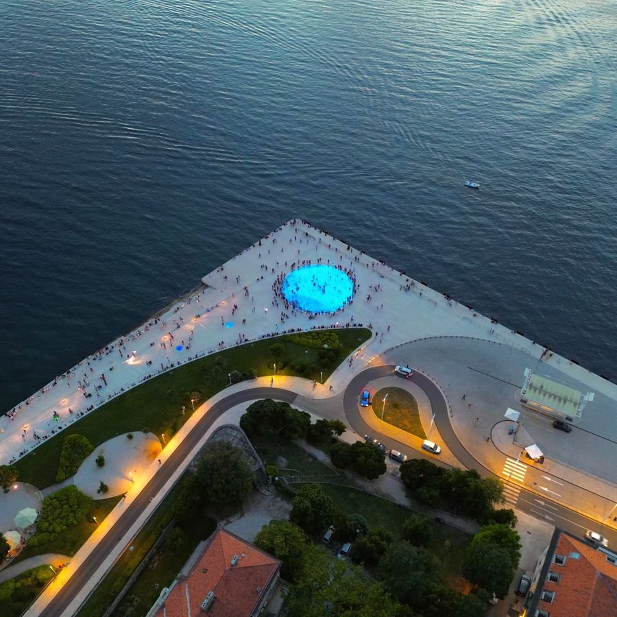 The Sea Organ and Greeting to the Sun on the tip of the Zadar peninsula at dusk