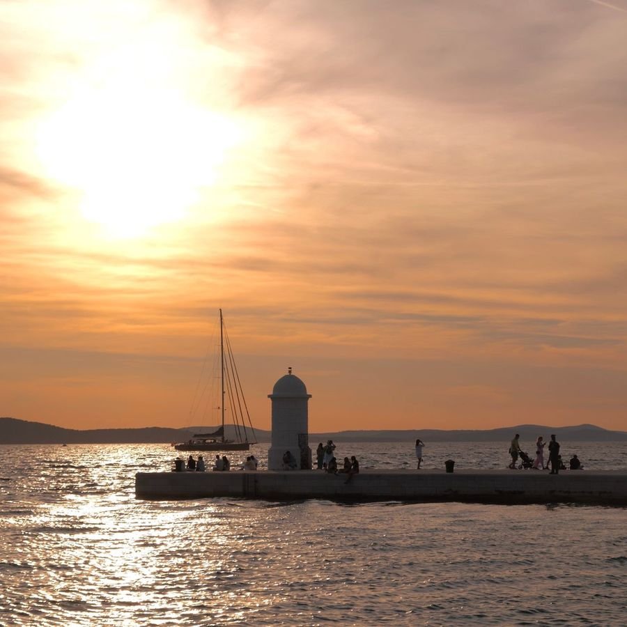 The famous Zadar sunset over the Adriatic, seen from the waterfront